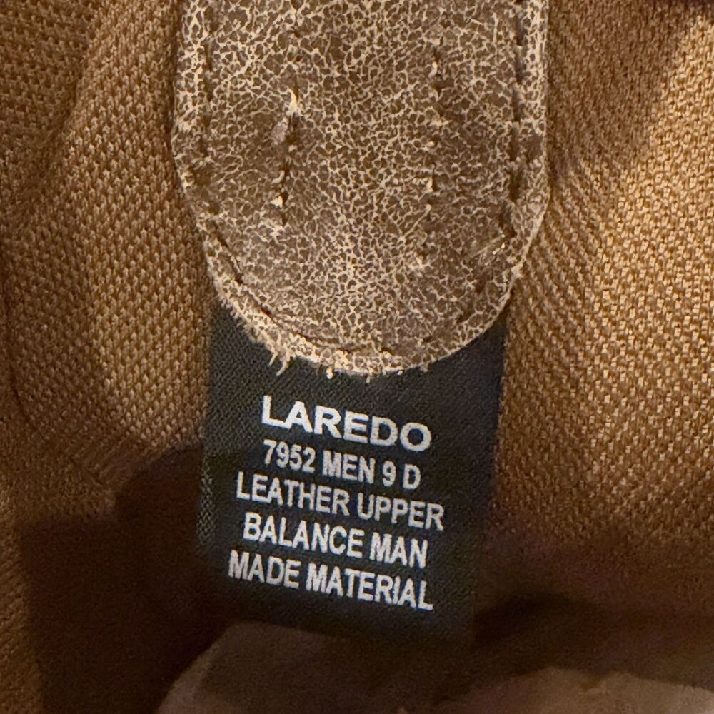 Laredo Men's Distressed Leather Performance Western Boot 7952 Tan Size 9 Demo - Picture 8 of 11